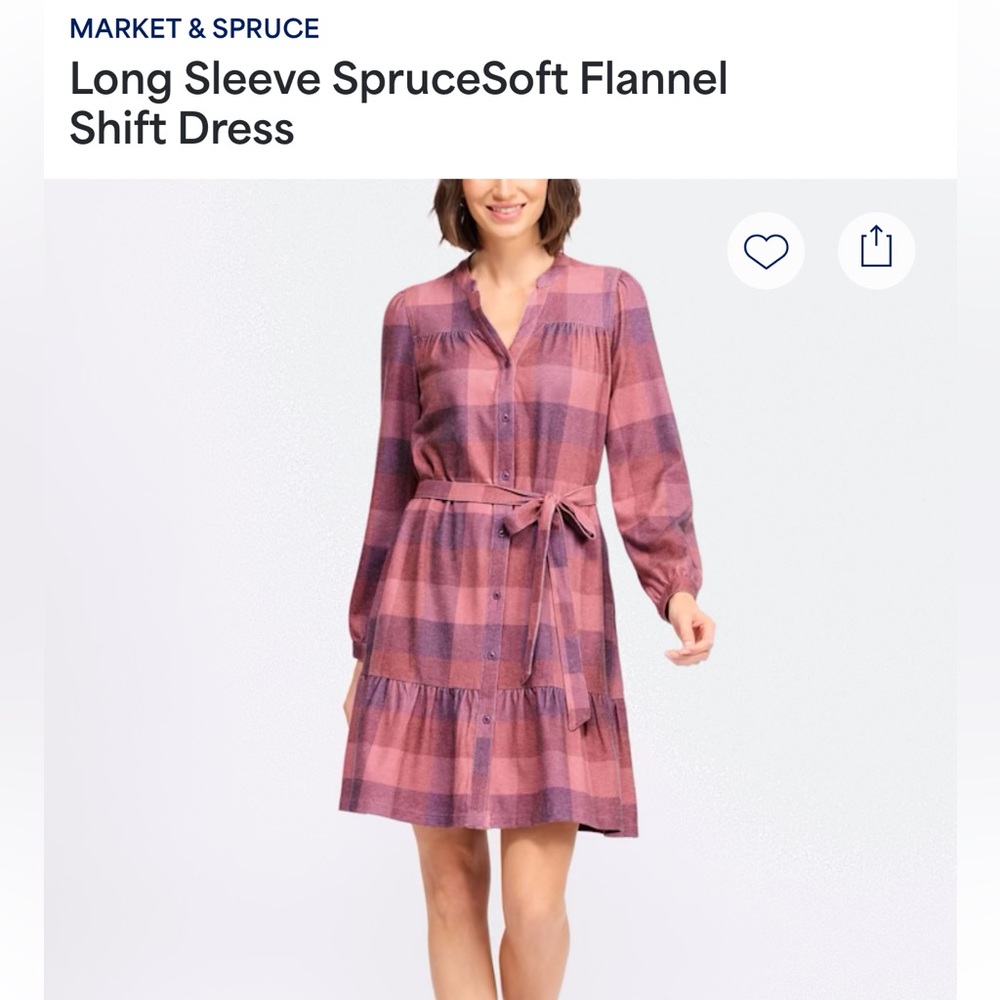 Market & Spruce Long Sleeve SpruceSoft Flannel Shift Dress StitchFix Large